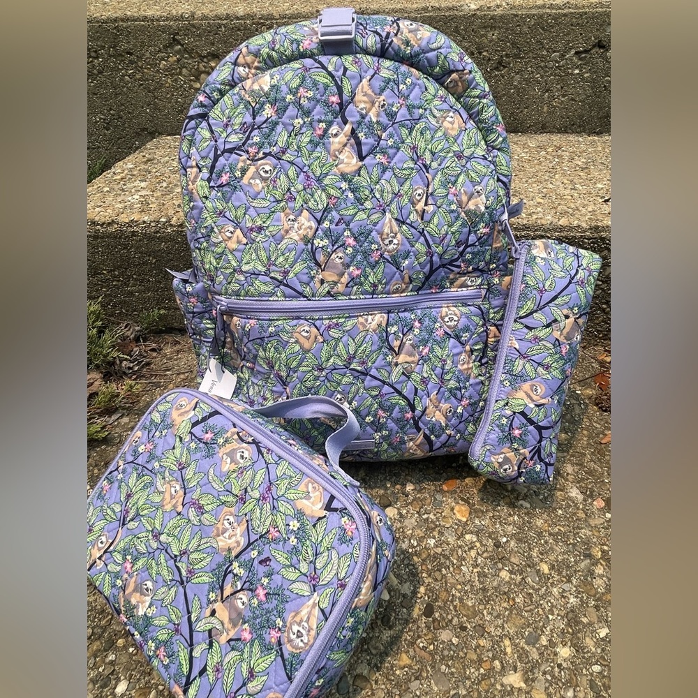 Vera Bradley Sloth Backpack Bundle with lunch box and pencil pouch NWT